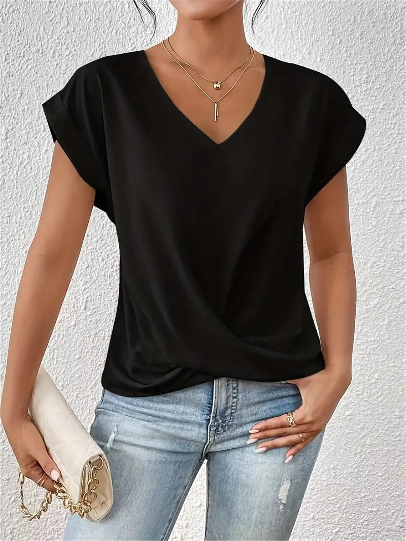 Women's Tummy-Tucking Draped V-Neck Top™ – Elegante Silhouette für den ganzen Tag