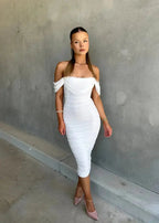 Soft Draped Spring Midi Dress™ – Elegante Weichheit für den perfekten Frühlingsauftritt