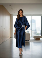 Women's Batwing Sleeve Maxi Dress with Gathered Waist and Elegant Fit™ – Zeitlose Eleganz für jeden Anlass