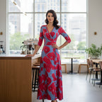 Women's Floral Maxi Dress with V Neck Wrap and Flowing Fit™ – Eleganter Boho-Style für jeden Anlass
