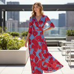 Women's Floral Maxi Dress with V Neck Wrap and Flowing Fit™ – Eleganter Boho-Style für jeden Anlass