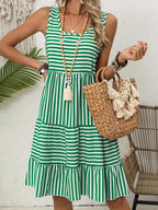 Women's Striped Sleeveless Relaxed Fit Tiered Summer Dress™ – Mühelose Eleganz für warme Tage