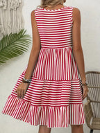 Women's Striped Sleeveless Relaxed Fit Tiered Summer Dress™ – Mühelose Eleganz für warme Tage