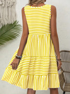 Women's Striped Sleeveless Relaxed Fit Tiered Summer Dress™ – Mühelose Eleganz für warme Tage