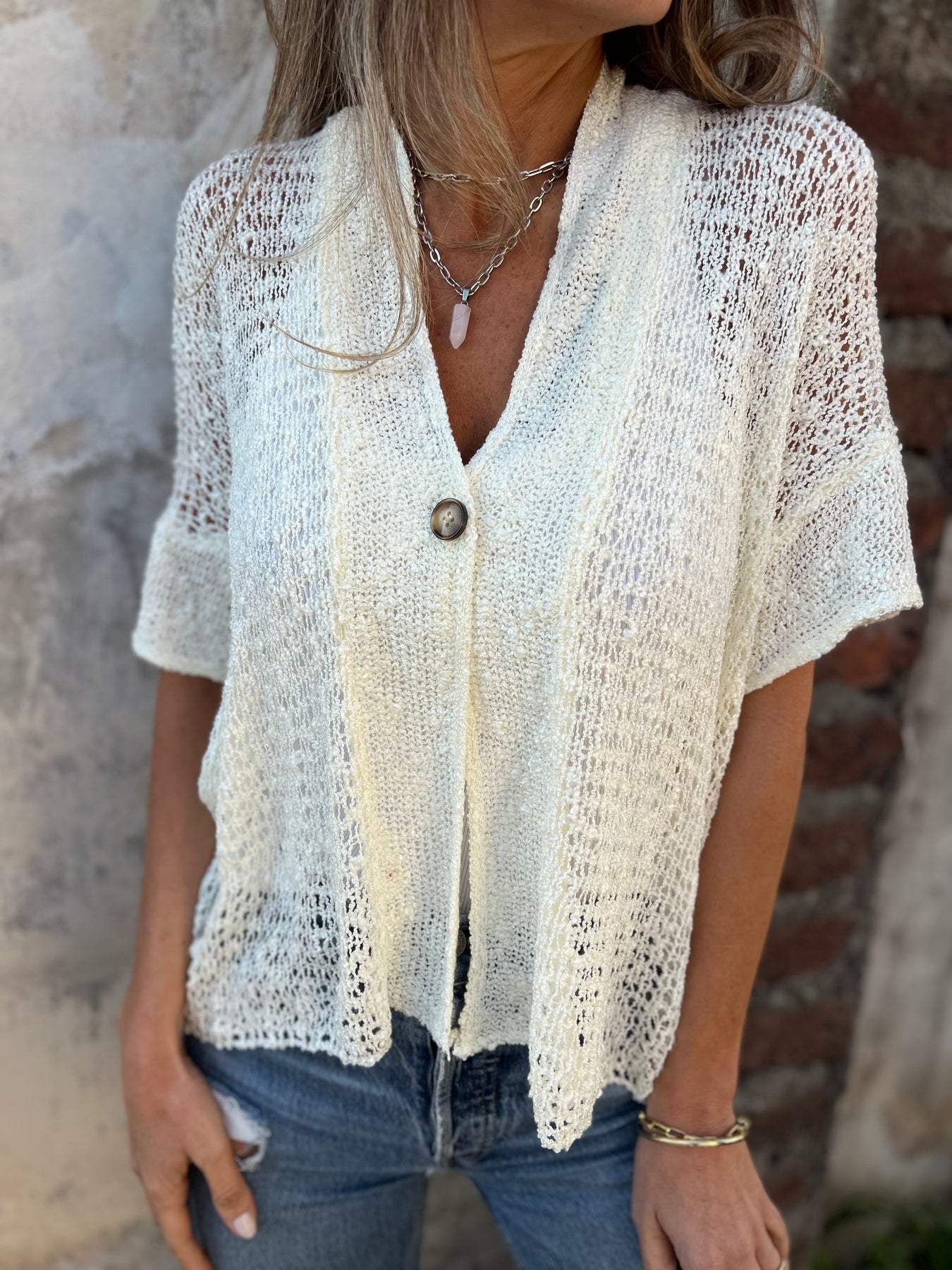 Women's Textured V-Neck Button Top Relaxed Fit Lightweight Casual Elegant Blouse™ – Elegante Vielseitigkeit für jeden Tag