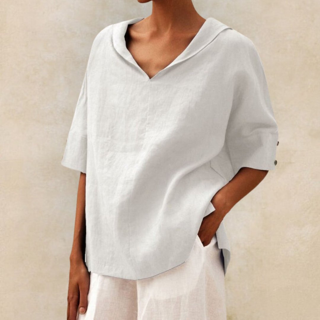 Clara | Women's Spring Relaxed V-Neck Top™ – Müheloser Komfort für jeden Tag