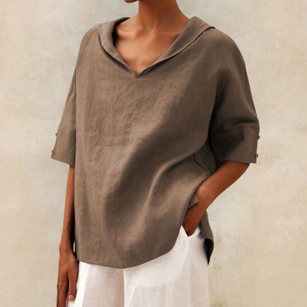 Clara | Women's Spring Relaxed V-Neck Top™ – Müheloser Komfort für jeden Tag