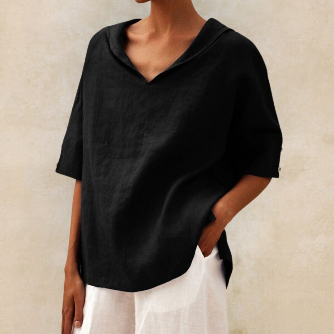 Clara | Women's Spring Relaxed V-Neck Top™ – Müheloser Komfort für jeden Tag