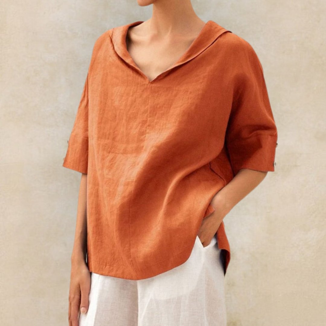 Clara | Women's Spring Relaxed V-Neck Top™ – Müheloser Komfort für jeden Tag