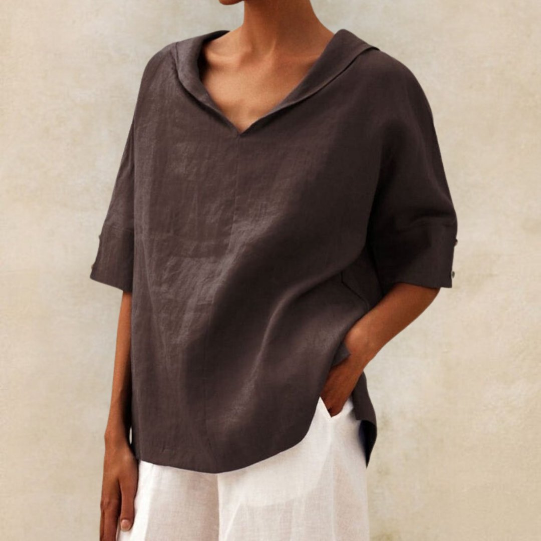 Clara | Women's Spring Relaxed V-Neck Top™ – Müheloser Komfort für jeden Tag