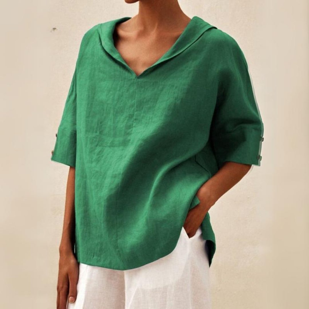 Clara | Women's Spring Relaxed V-Neck Top™ – Müheloser Komfort für jeden Tag