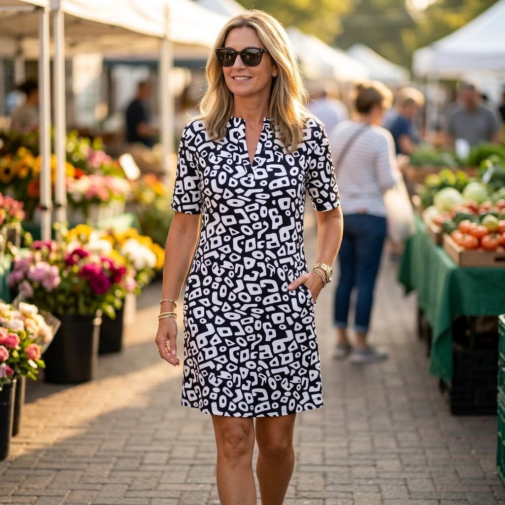 Printed V Neck Dress With Relaxed Comfortable Fit for Women™ – Müheloser Stil für jeden Anlass