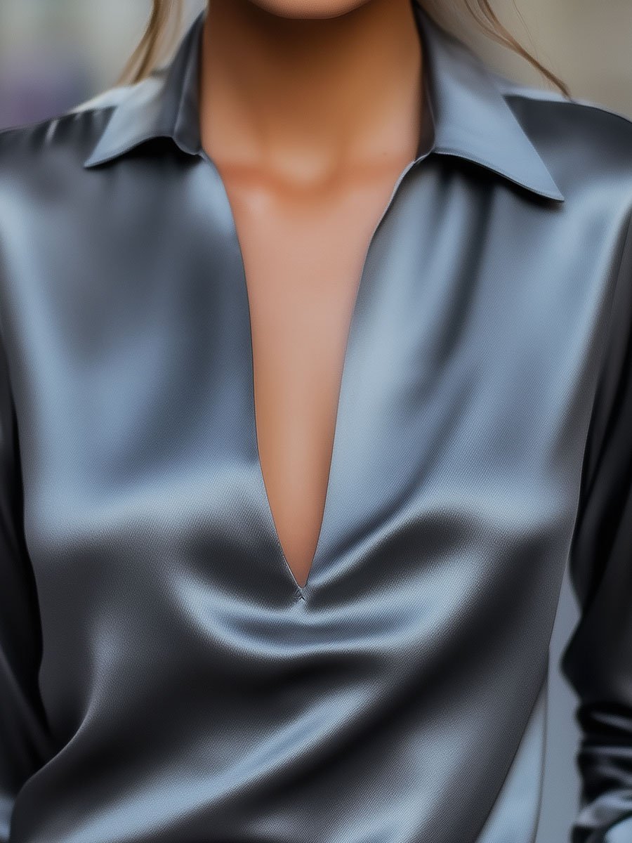 Bethany | Women's Spring V-Neck Satin Blouse™ – Elegante Frühlings-Seidenbluse für stilvolle Alltagslooks