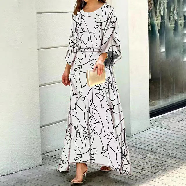 Abstract Spring Maxi Dress™ – Künstlerische Eleganz für den Frühling
