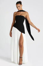 Women's Strapless Maxi Dress with High Slit and Draped Waist™ – Elegante Abendgarderobe für unvergessliche Auftritte