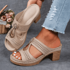 Women's Orthopedic Heeled Sandals with Buckle Strap and Cushioned Support™ – Eleganter Komfort für ganztägiges Wohlbefinden