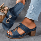 Women's Orthopedic Heeled Sandals with Buckle Strap and Cushioned Support™ – Eleganter Komfort für ganztägiges Wohlbefinden