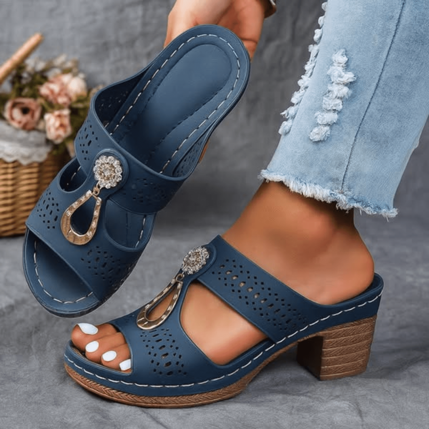 Women's Orthopedic Heeled Sandals with Buckle Strap and Cushioned Support™ – Eleganter Komfort für ganztägiges Wohlbefinden