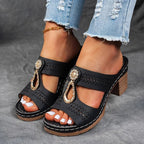 Women's Orthopedic Heeled Sandals with Buckle Strap and Cushioned Support™ – Eleganter Komfort für ganztägiges Wohlbefinden