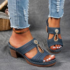 Women's Orthopedic Heeled Sandals with Buckle Strap and Cushioned Support™ – Eleganter Komfort für ganztägiges Wohlbefinden