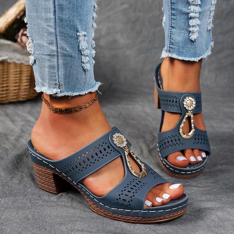 Women's Orthopedic Heeled Sandals with Buckle Strap and Cushioned Support™ – Eleganter Komfort für ganztägiges Wohlbefinden