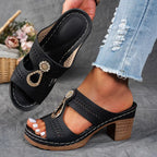 Women's Orthopedic Heeled Sandals with Buckle Strap and Cushioned Support™ – Eleganter Komfort für ganztägiges Wohlbefinden