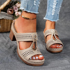 Women's Orthopedic Heeled Sandals with Buckle Strap and Cushioned Support™ – Eleganter Komfort für ganztägiges Wohlbefinden