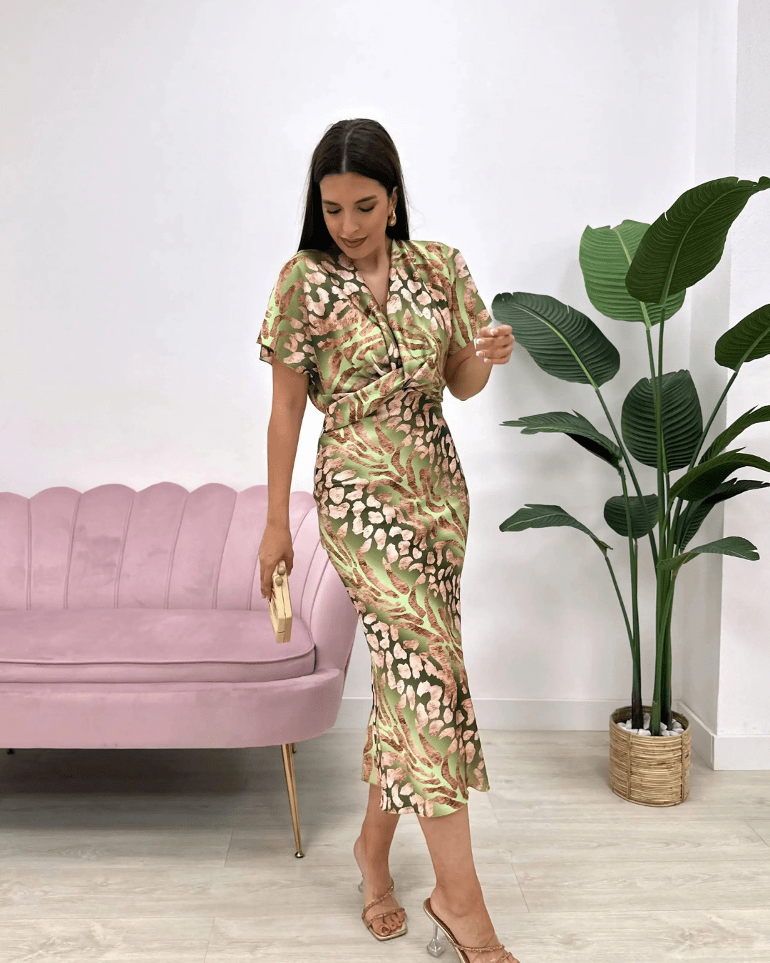 Women's Wrap Midi Dress with Elegant Neckline and Flowing Fit™ – Zeitlose Eleganz für besondere Anlässe