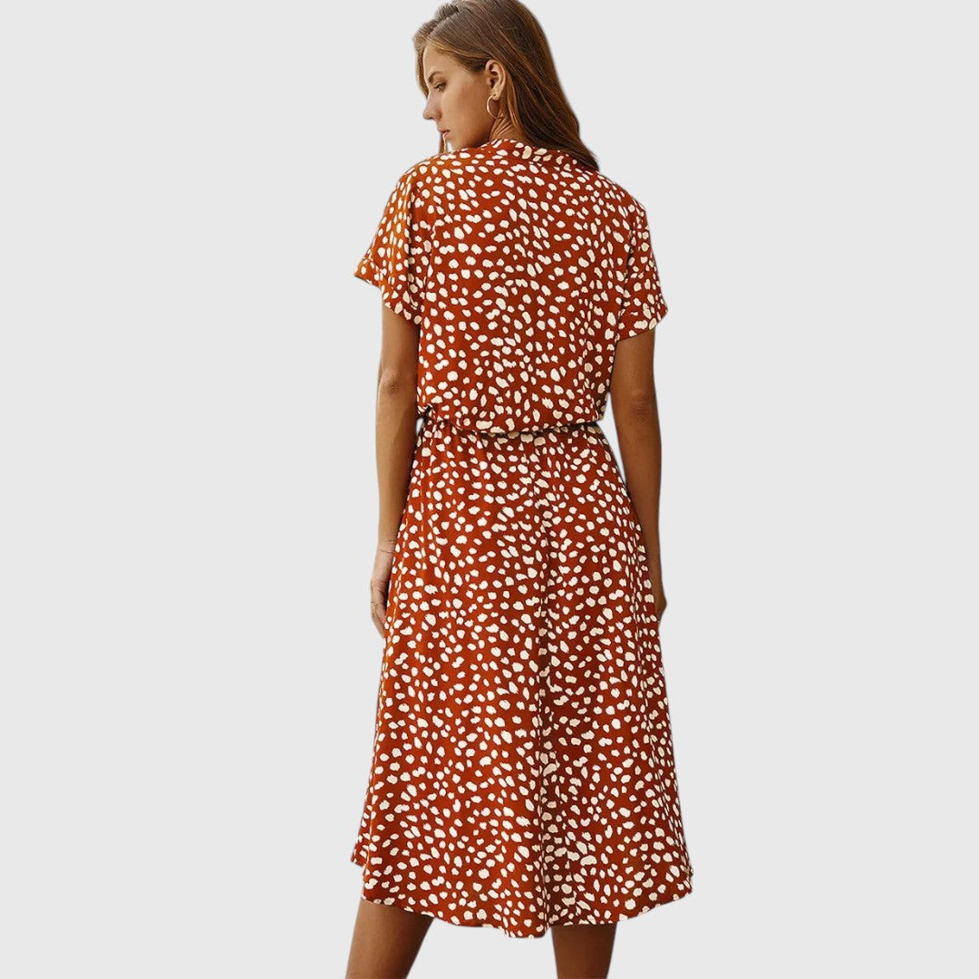 Printed Button-Front Midi Dress™ – Mühelose Eleganz für jeden Tag