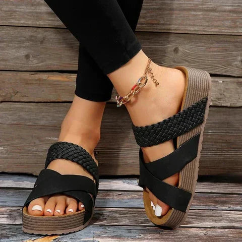 Women's Cross Strap Comfort Sandals with Platform Sole™ – Mühelose Eleganz für den ganzen Tag