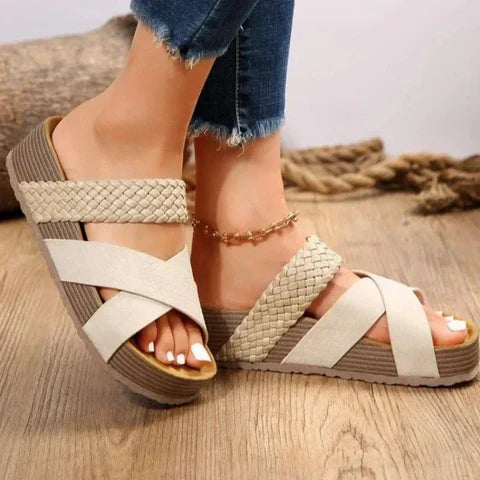 Women's Cross Strap Comfort Sandals with Platform Sole™ – Mühelose Eleganz für den ganzen Tag