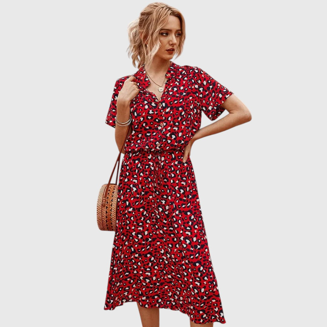 Printed Button-Front Midi Dress™ – Mühelose Eleganz für jeden Tag