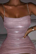 Rhinestone Ruched Dress for Women™ – Glamouröse Eleganz für besondere Anlässe