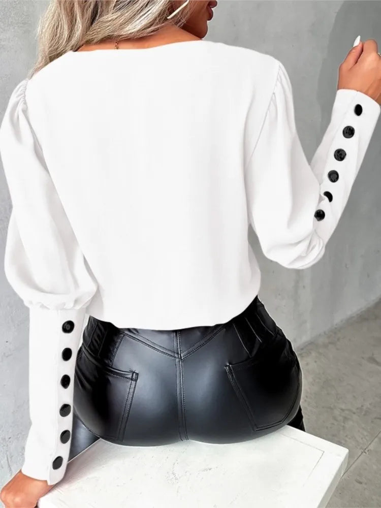 Casual V-Neck Blouse with Modern Flair for Women™ – Müheloser Stil für jeden Anlass