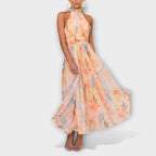 Women's Halter Neck Maxi Dress with Flowing Silhouette and Defined Waist™ – Elegante Raffinesse für besondere Momente