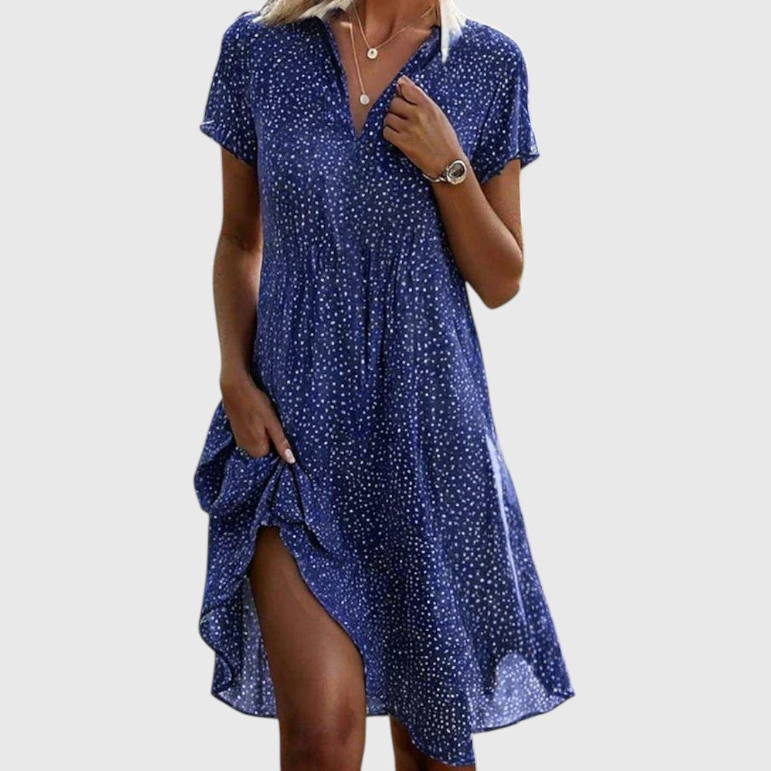 Printed Collared Midi Dress™ – Zeitloser Komfort mit elegantem Kragen-Design