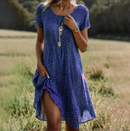 Women's Boho Floral V Neck Flowing Summer Midi Dress™ – Entspannter Eleganz für warme Tage