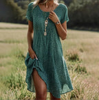 Women's Boho Floral V Neck Flowing Summer Midi Dress™ – Entspannter Eleganz für warme Tage