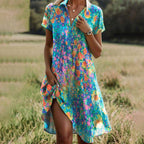 Women's Boho Floral V Neck Flowing Summer Midi Dress™ – Entspannter Eleganz für warme Tage