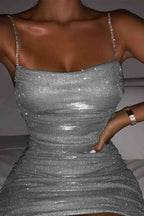 Rhinestone Ruched Dress for Women™ – Glamouröse Eleganz für besondere Anlässe