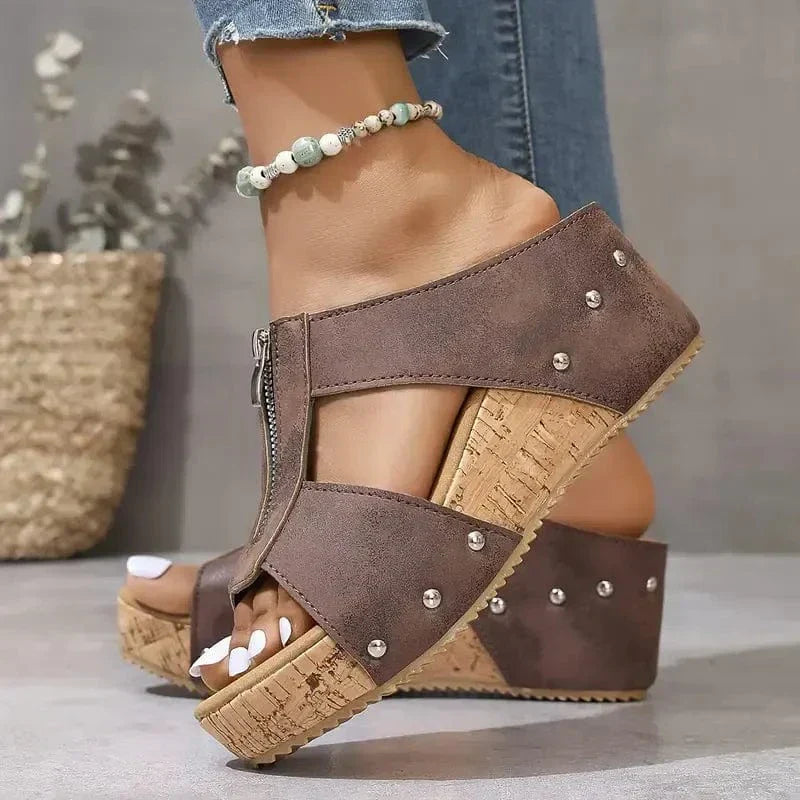 Women's Orthopedic Wedge Sandals with Front Zipper™ – Unterstützender Komfort für Ihre täglichen Schritte