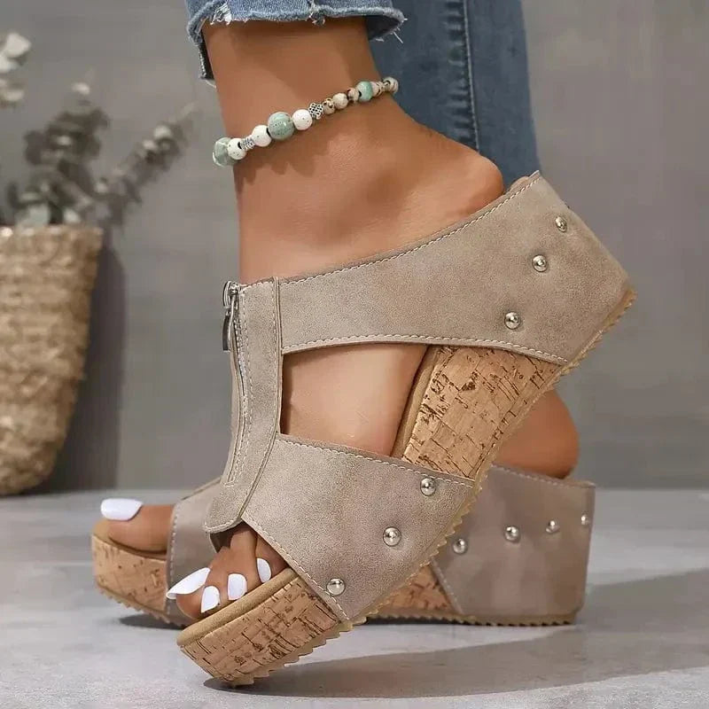 Women's Orthopedic Wedge Sandals with Front Zipper™ – Unterstützender Komfort für Ihre täglichen Schritte