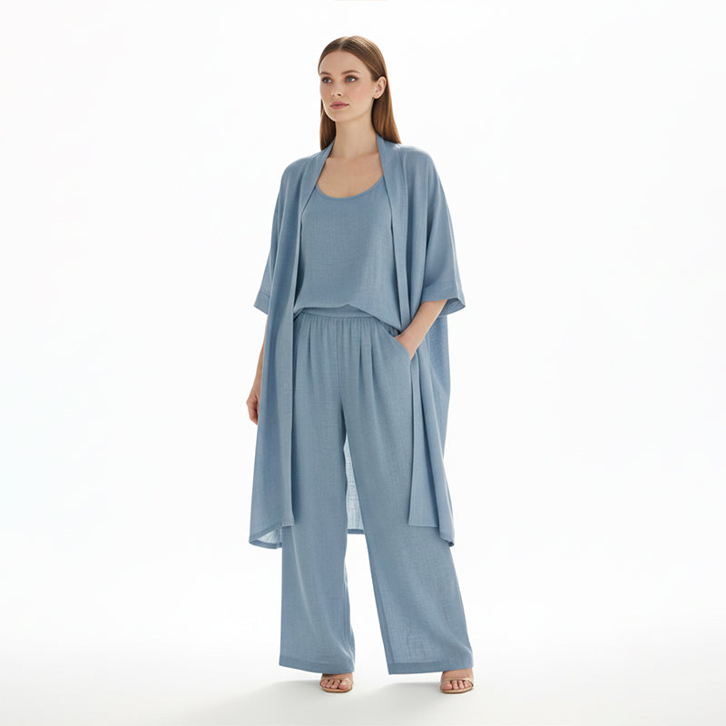 Women's 3 Piece Lounge Set Loose Fit Cardigan Tank Top and Wide Leg Pants™ – Müheloses Styling für jeden Tag