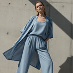 Women's 3 Piece Lounge Set Loose Fit Cardigan Tank Top and Wide Leg Pants™ – Müheloses Styling für jeden Tag