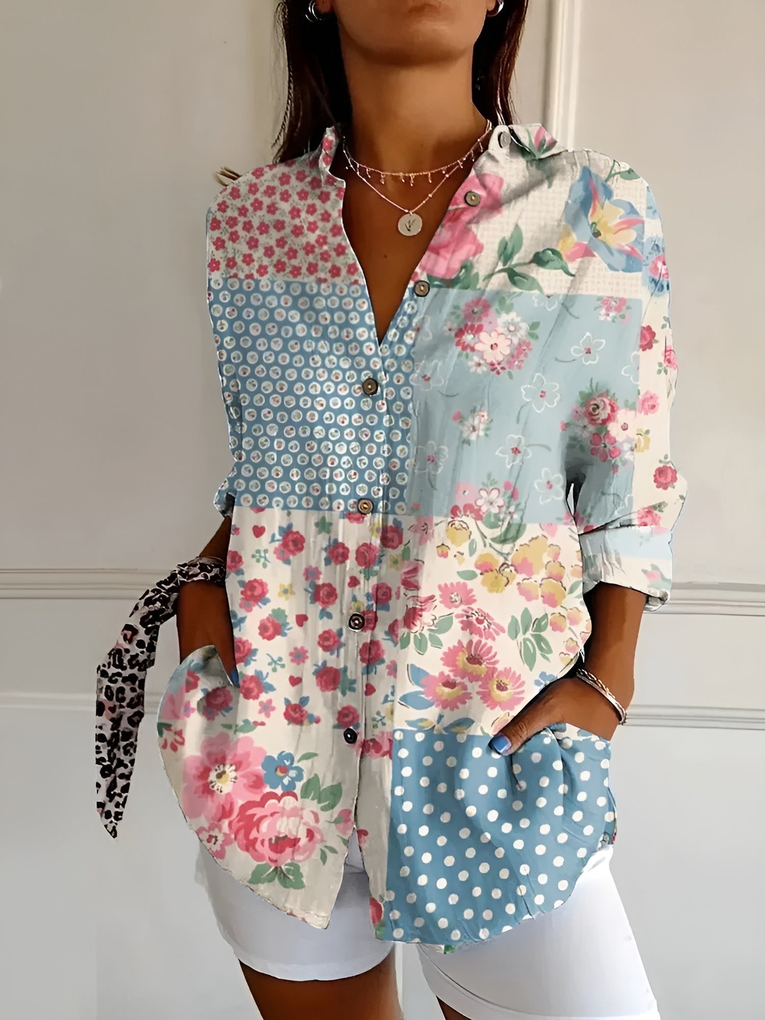 Women's Floral Button Shirt Relaxed Fit Lightweight Long Sleeve Casual Blouse™ – Mühelose Eleganz für jeden Tag