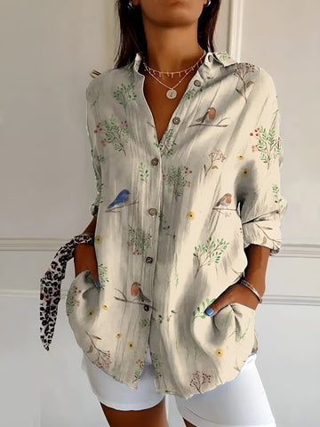 Women's Floral Button Shirt Relaxed Fit Lightweight Long Sleeve Casual Blouse™ – Mühelose Eleganz für jeden Tag