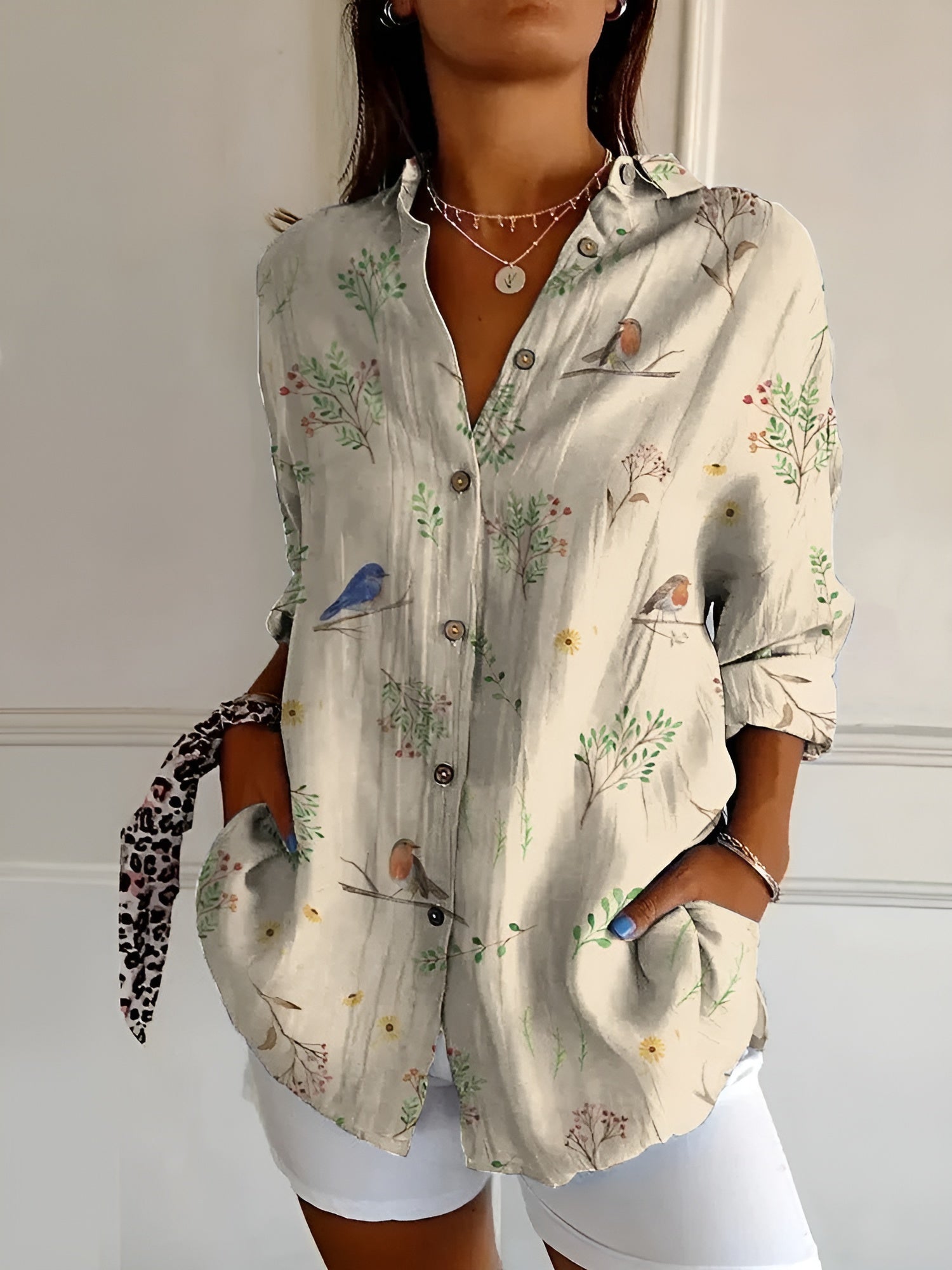 Women's Floral Button Shirt Relaxed Fit Lightweight Long Sleeve Casual Blouse™ – Mühelose Eleganz für jeden Tag