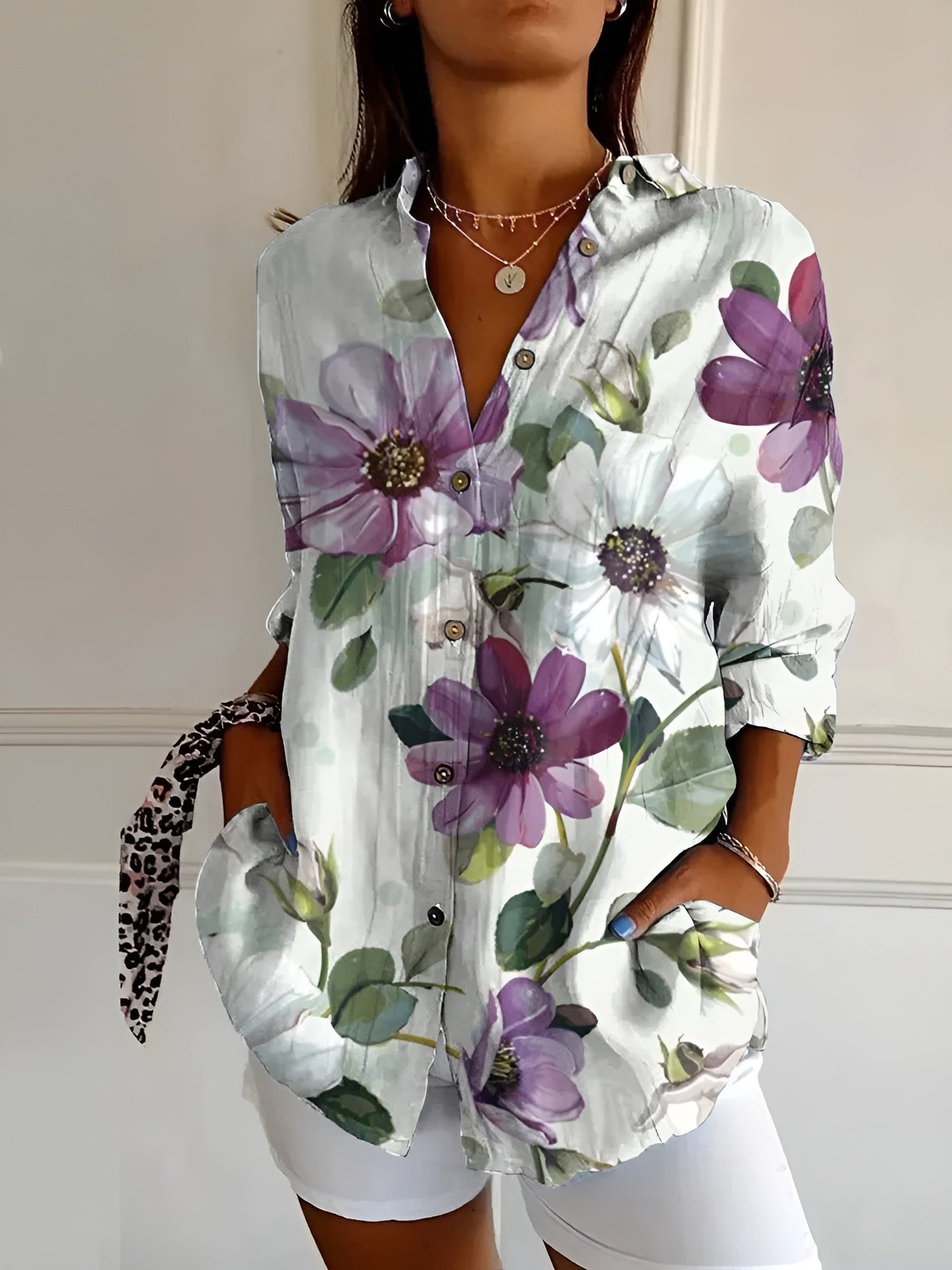 Women's Floral Longline Button Shirt Loose Fit Lightweight Casual Summer Blouse™ – Mühelose Eleganz für den ganzen Tag