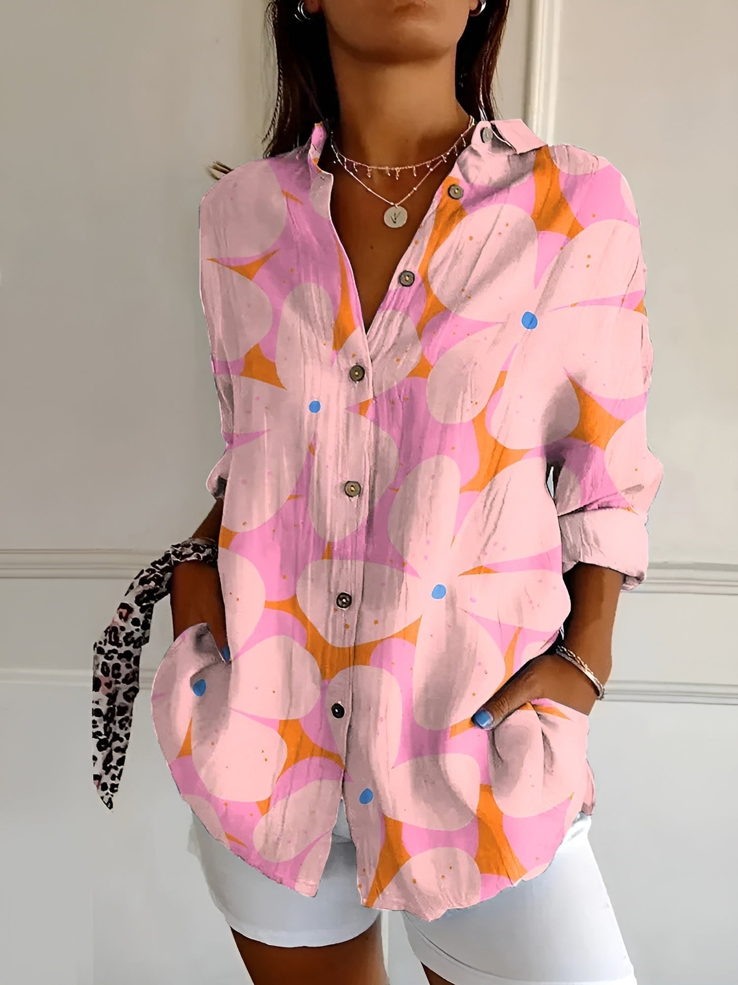 Women's Floral Button Shirt Relaxed Fit Lightweight Long Sleeve Casual Blouse™ – Mühelose Eleganz für jeden Tag