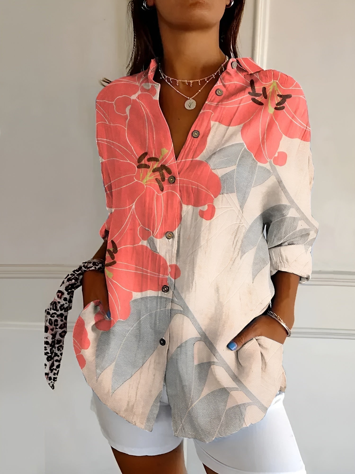 Women's Floral Longline Button Shirt Loose Fit Lightweight Casual Summer Blouse™ – Mühelose Eleganz für den ganzen Tag